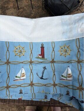 PDK Regency Nautical Bedskirt Full Size New Out Of Package Sailboat Lighthouse
